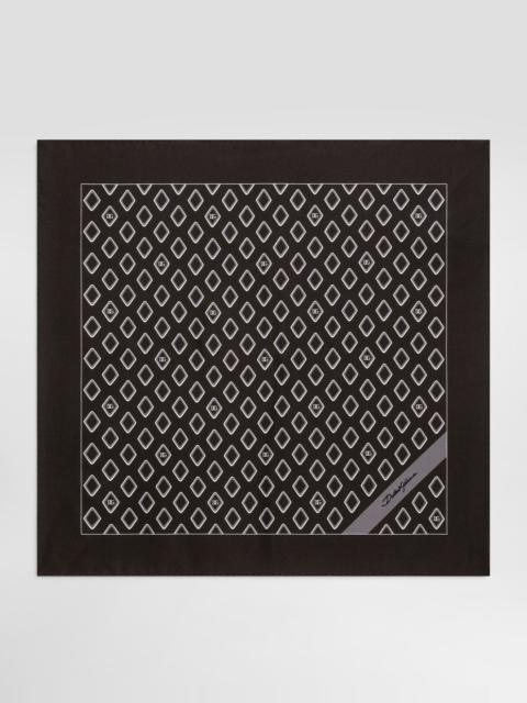 Dolce & Gabbana Silk pocket square with micro-design and logo