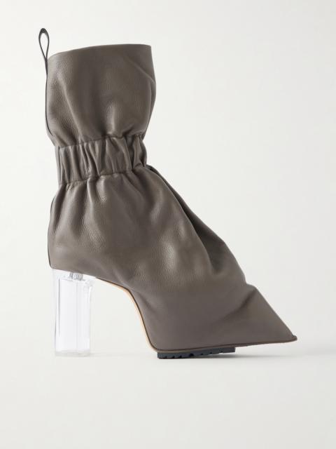 Rick Owens Taquito Gathered Leather Ankle Boots
