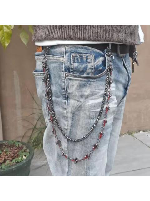 Other Designers Jewelry - Red Stone Wallet Chain - Punk Biker Jean Chain
