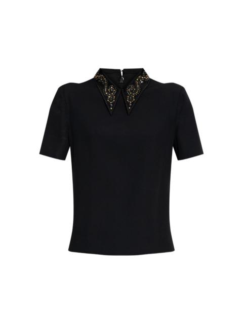 VERSACE embellished-collar short-sleeve blouse