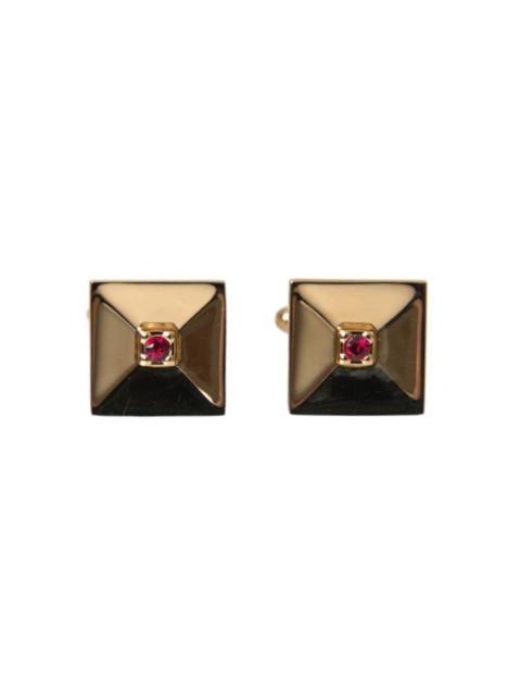 Dolce & Gabbana Pyramid Gold Cufflinks with Ruby Accent