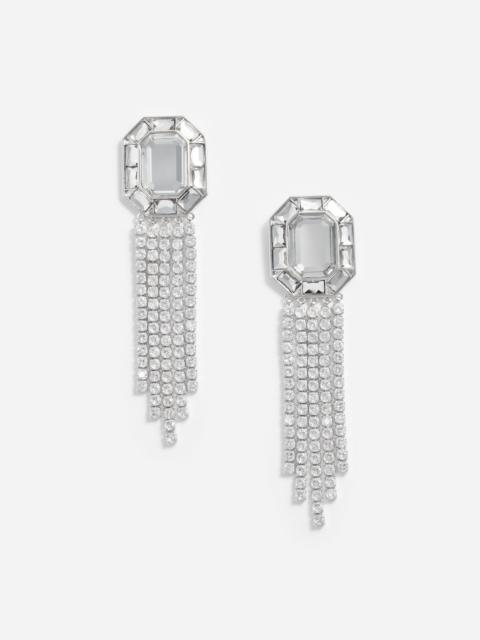 self-portrait Silver Crystal Droplet Earrings