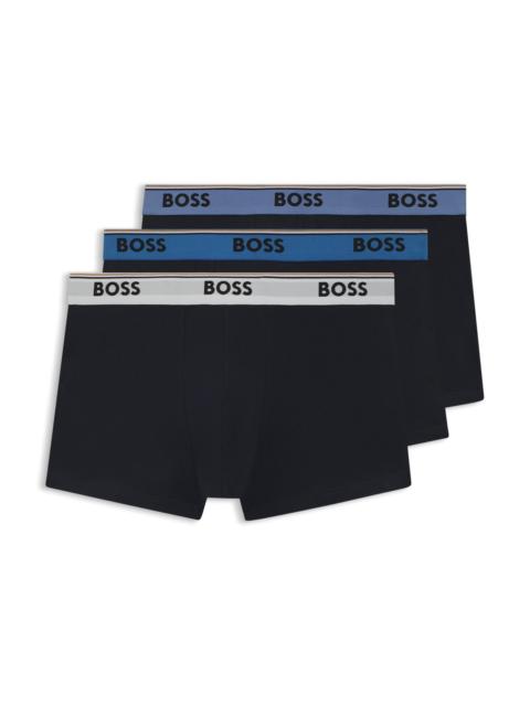 BOSS THREE-PACK OF LOGO-WAISTBAND TRUNKS IN STRETCH COTTON