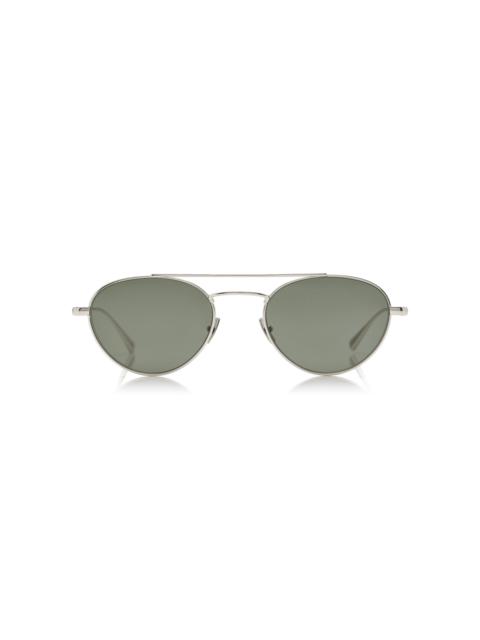 SAINT LAURENT Aviator-Frame Metal Sunglasses silver