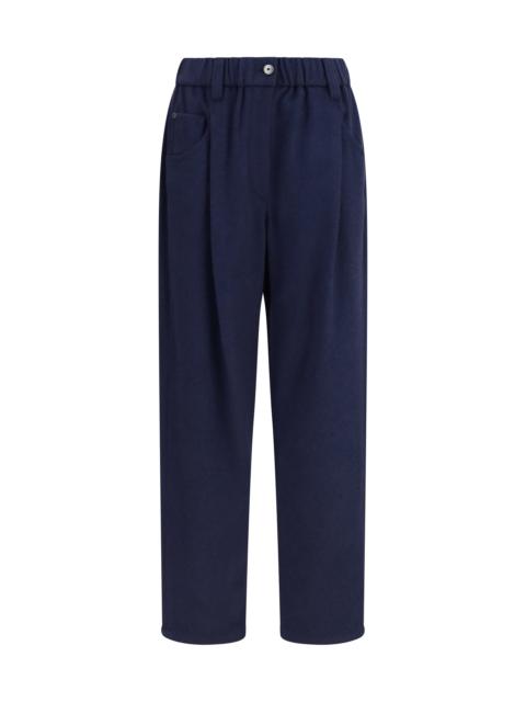 Brunello Cucinelli Brunello Cucinelli Stretch Wool Pants Blue Women