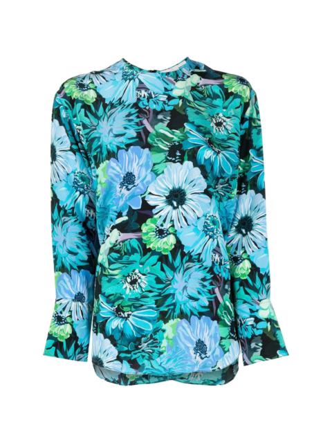 Stella McCartney floral-print long-sleeve silk blouse