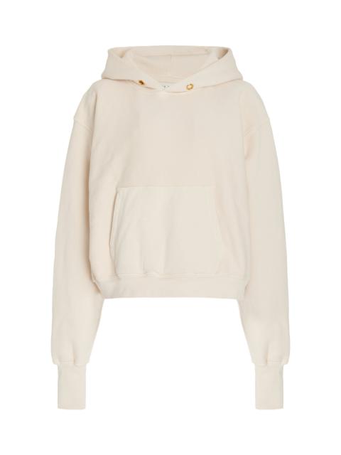 LES TIEN Cropped Raglan-Sleeve Cotton Sweatshirt ivory