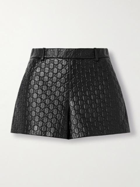 GUCCI Debossed Leather Shorts