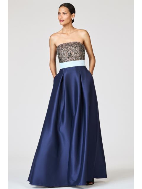SACHIN & BABI COLETTE GOWN - SILVER/NIGHT SKY