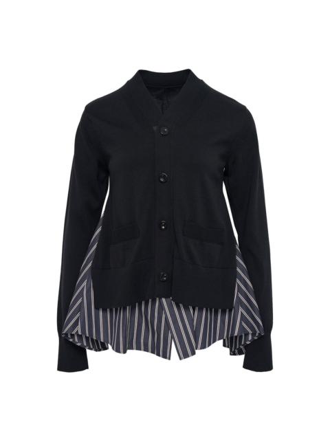 sacai Poplin X Knit Cardigan