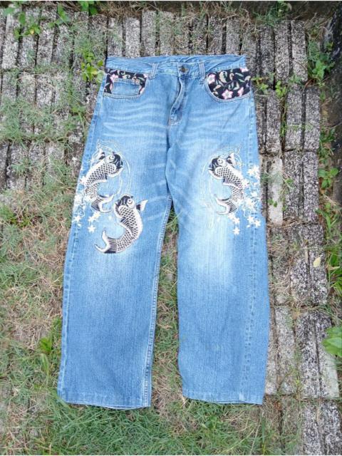 Other Designers Vintage - 🔥STEAL🔥Vtg Japanese Embroidery Sugoi Fish Sukajan Jeans