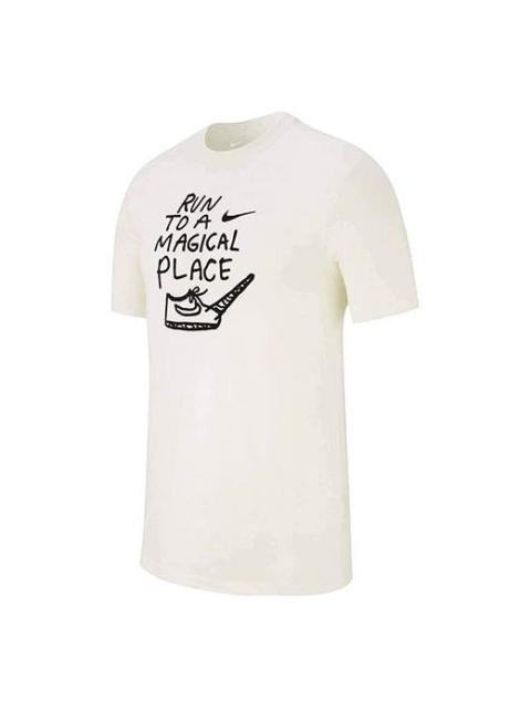 Nike Nike DRI-FIT Casual Sports Round Neck Tee 'White Black' AO0650-133