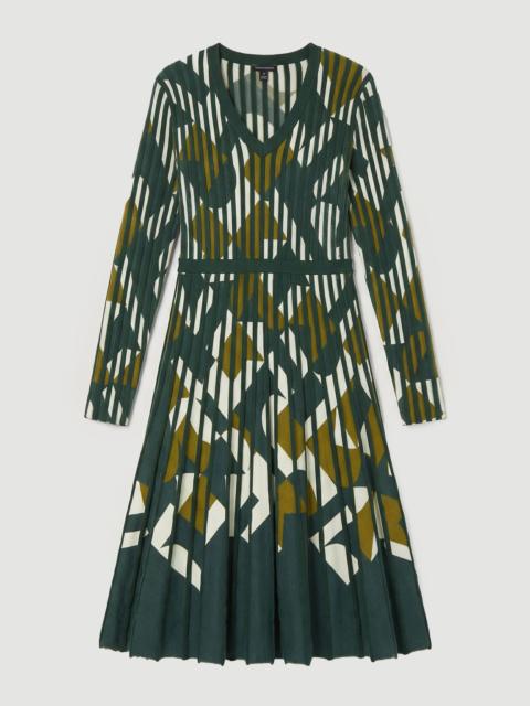 KAREN MILLEN Geo Jacquard Knit Full Skirted Midi Dress