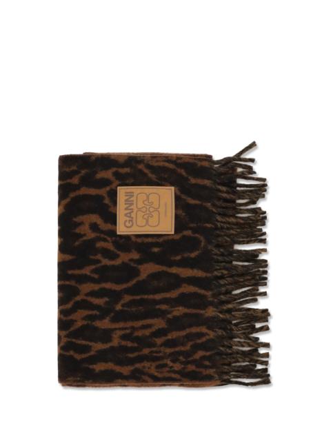 GANNI Ganni Women Compact Wool Scarf Leopard