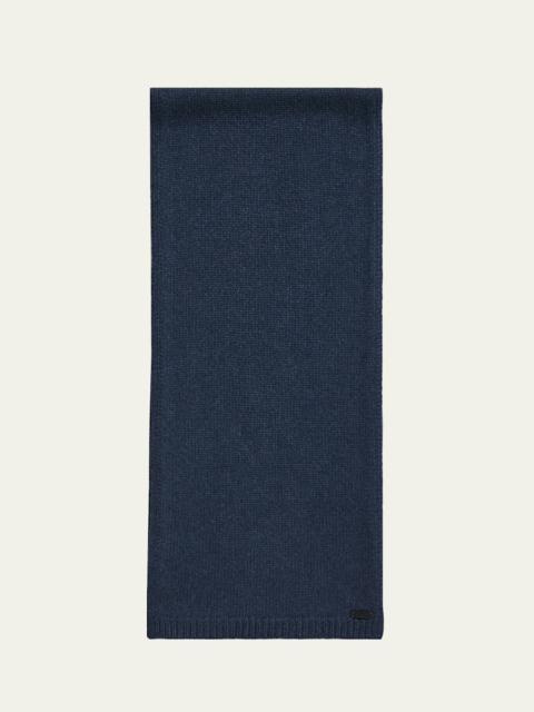 Brioni Men's Cashmere Knit Leather-Label Scarf
