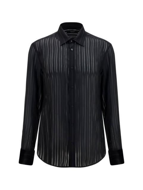 GUCCI Gucci Striped Silk Gauze Shirt Black Men