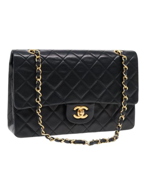 CHANEL CHANEL Matelasse 25 Turn Lock Chain Bag Lamb Skin Black Gold CC