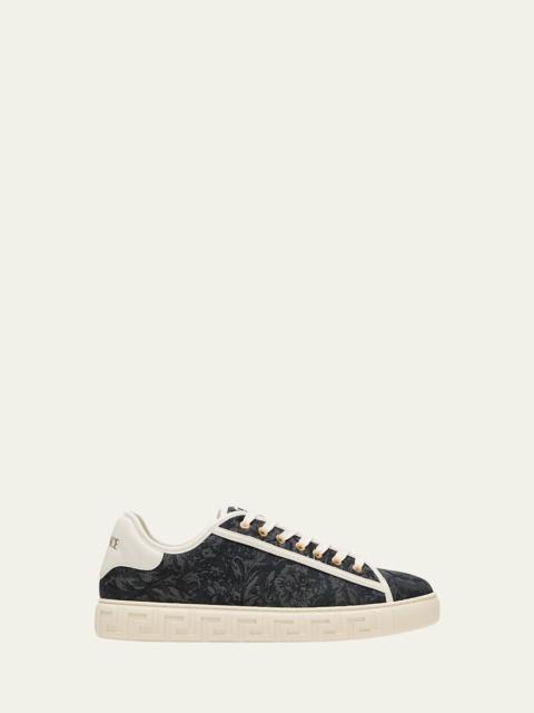 VERSACE Men's La Greca Baroque Canvas Low-Top Sneakers