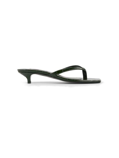 TOTEME Croc-Embossed Leather Flip-Flop Sandals green