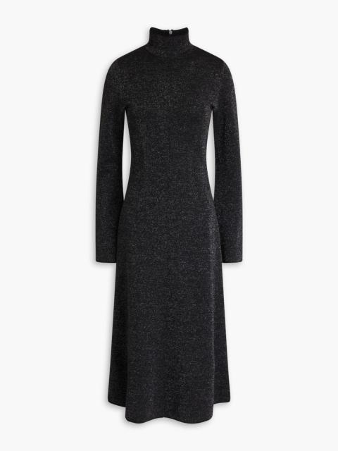 JOSEPH Metallic merino wool-blend turtleneck midi dress