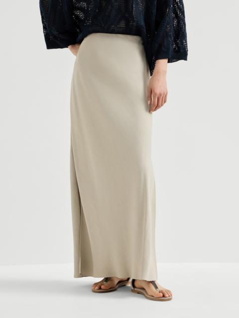 Brunello Cucinelli Viscose and linen twill fluid bias-cut skirt