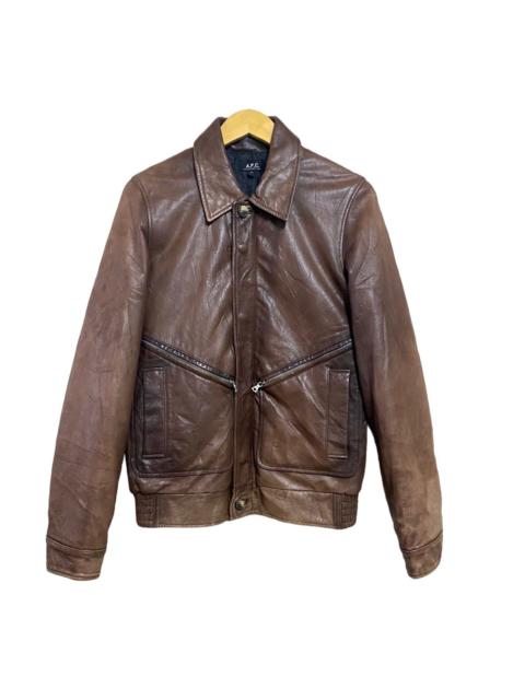 A.P.C. A.P.C Leather Bomber Flight Faded Jacket Patina