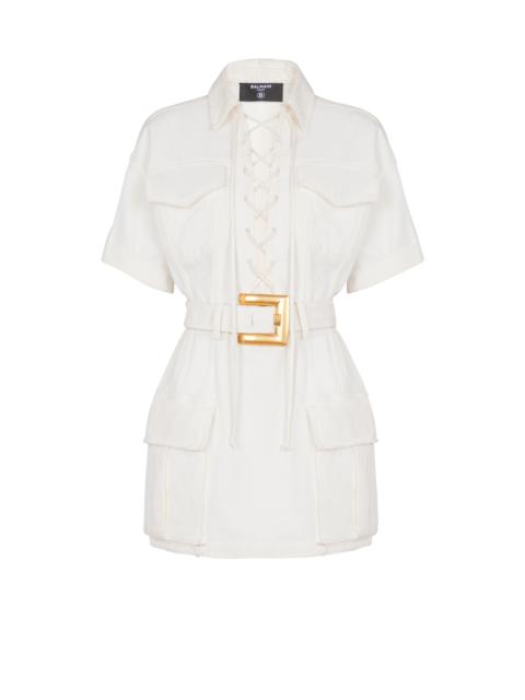 Balmain Short lace-up canvas dress