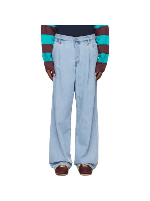 Dries Van Noten Blue Pleated Jeans