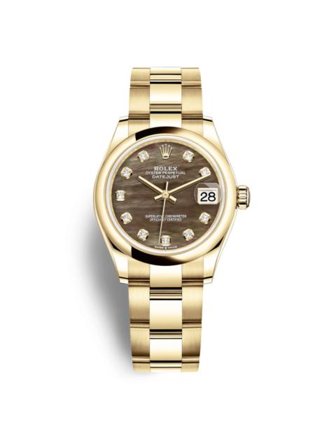 ROLEX Rolex Datejust 31 Black Mother of Pearl Diamond Ladies 18kt Yellow Gold Oyster Watch 278248BKMDO