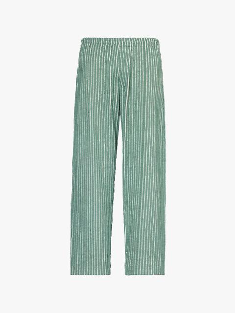 Hand-frayed patch-pocket cotton-poplin trousers