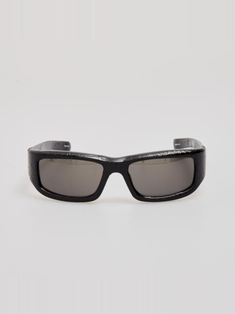 LINDA FARROW Aero Sunglasses in Black Crocodile