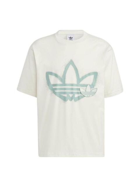 adidas adidas originals Round Neck Dropped Shoulder Sleeves Large Logo Printing Short Sleeve Unisex White T