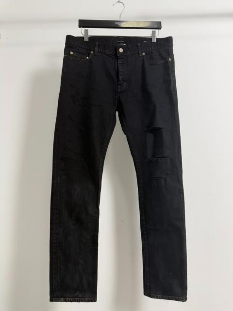 SAINT LAURENT Saint Laurent Slp16fwd02 Black Distressed Jeans