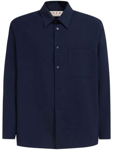Marni logo-patch virgin-wool shirt