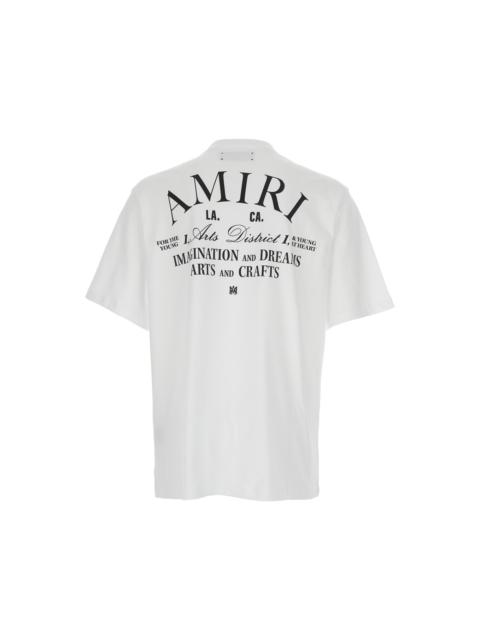 AMIRI White Crewneck T-shirt With Logo Lettering On Front And Rear In Cotton Man
