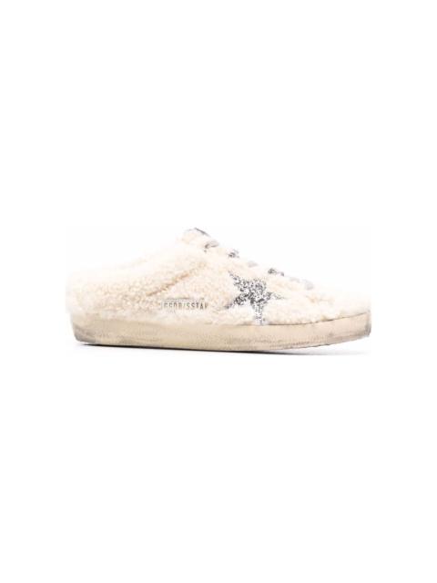Golden Goose Super-star Sabot Shearling Upper Glitter Star