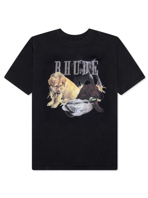 Rhude RHINESTONE HUNTING DOG TEE - VINTAGE BLACK