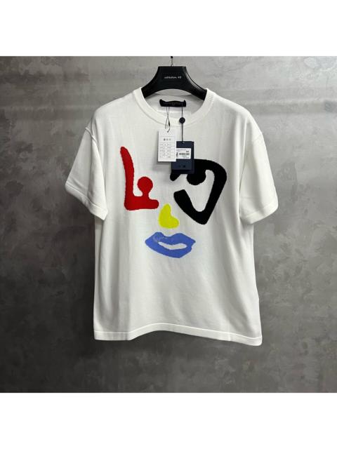 Louis Vuitton Louis Vuitton White Short-Sleeve Crewneck T-Shirt with Geometric Pattern