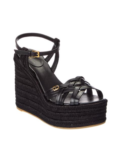 Valentino Valentino VLogo Signature 120 Leather Wedge Sandal