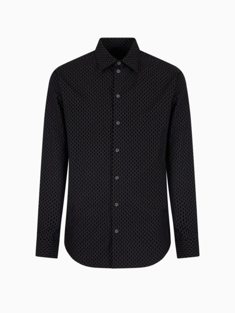 EMPORIO ARMANI SHIRT WITH ALL-OVER FLOCKED PRINT