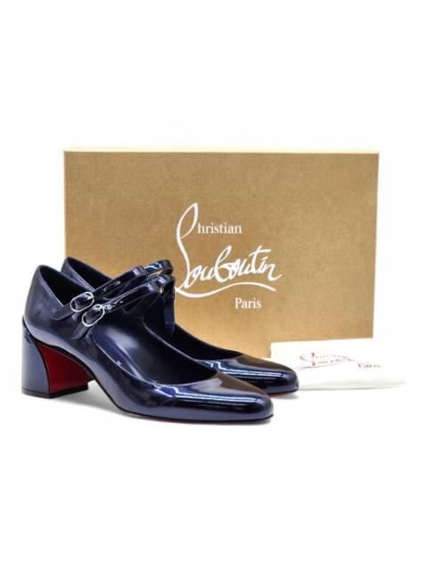 Christian Louboutin Miss Jane Leather Pumps 55mm Navy Blue EU 37.5 US 7 - $945
