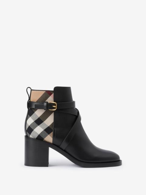 Burberry House Check and Leather Ankle Boots