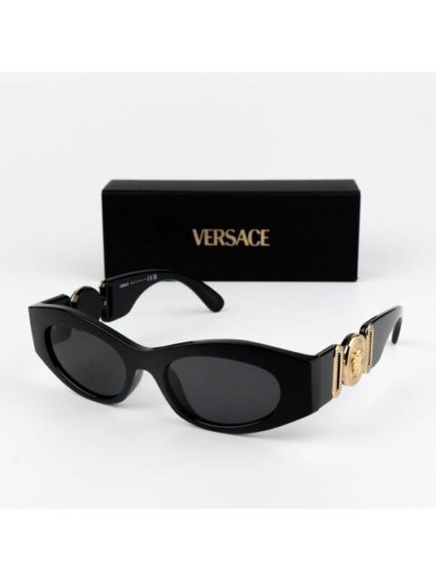 VERSACE NEW Versace VE4480U GB1/87 Black Gold Dark Grey Oval Unisex Sunglasses