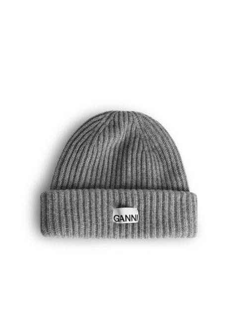 GANNI Ganni Grey Wool Blend Beanie Women