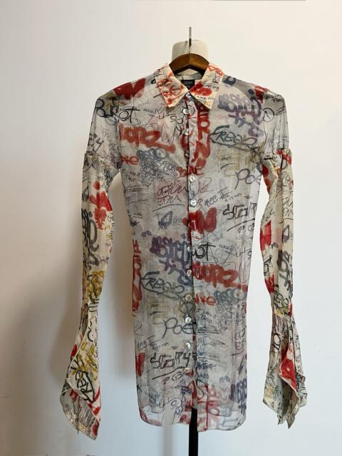 Jean Paul Gaultier Jean Paul Gaultier graffiti mesh top shirt