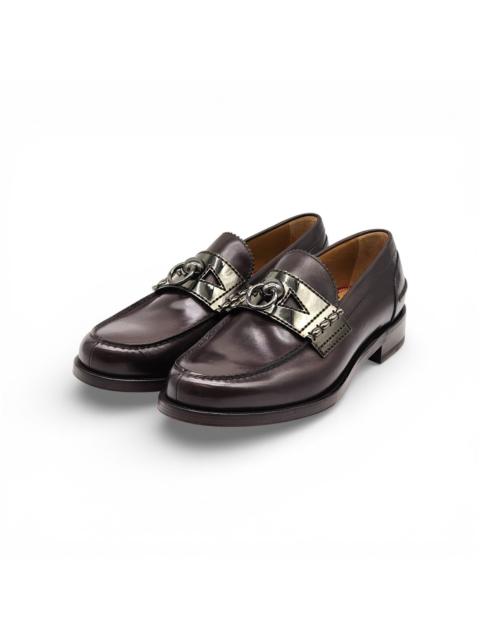 Christian Louboutin Leather Loafers with Metal Ornament Brown EU 41 US 8 - NWB