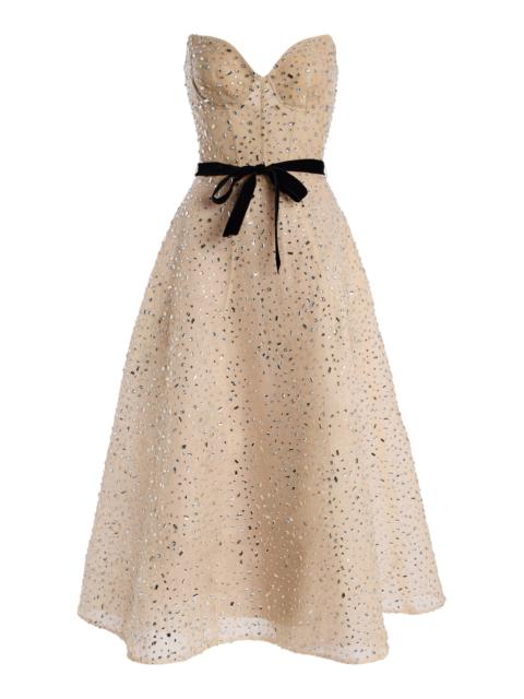 Monique Lhuillier Sweetheart Tea Length Cocktail Dress nude