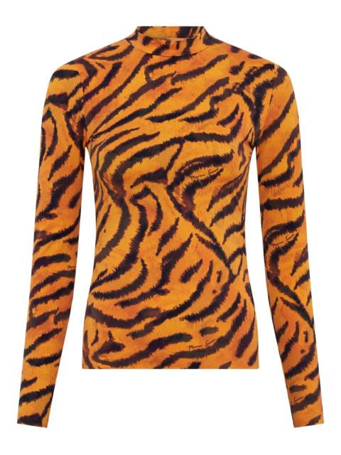 Marine Serre tiger-print turtleneck top