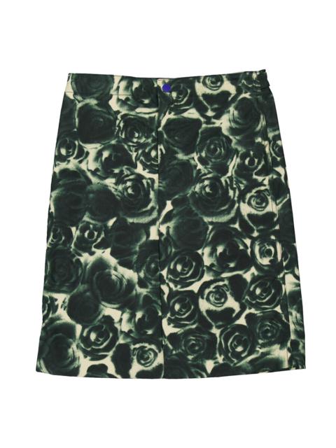 Burberry Burberry Floral Print Waxed Cotton Skirt