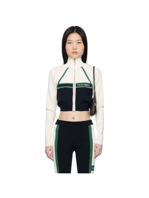 Palm Angels Off-White & Navy Racing Zip Jacket